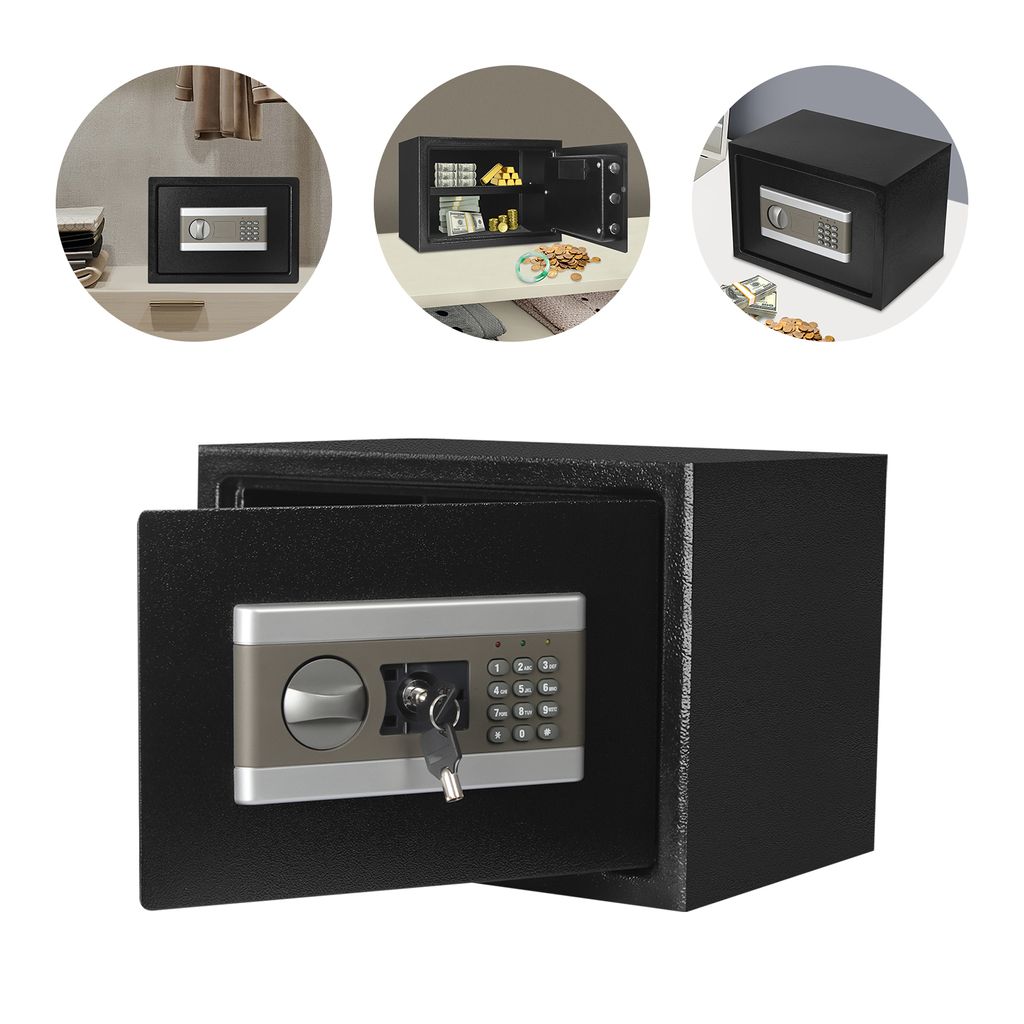 22L Tresor Elektronischer mit Zahlenschloss Wandtresor für Zuhause Büro 25x35x25cm