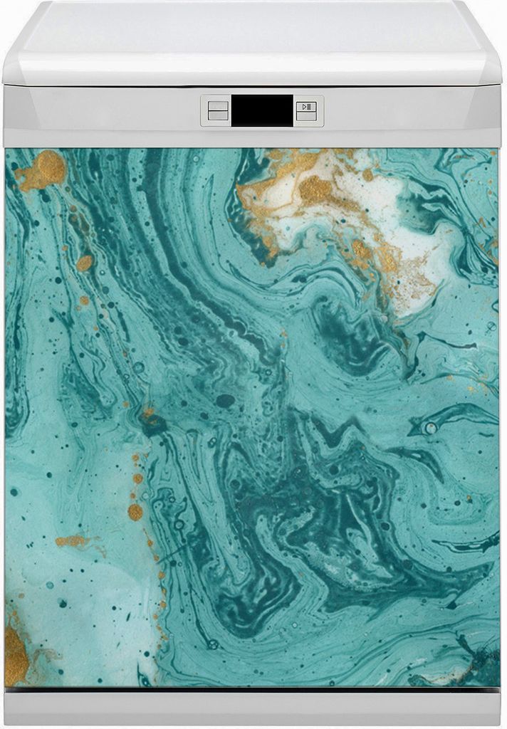 Dekorative Magnetmatte Küche Geschirrspüle 60x80 cm Magnet für Spülmaschine - Marmor Türkis