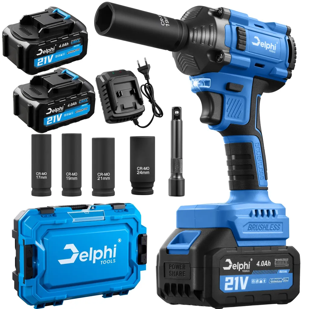 Clé à chocs sans balais Delphi TOOLS PRO 21V 1/2 avec 2 batteries 4.0Ah