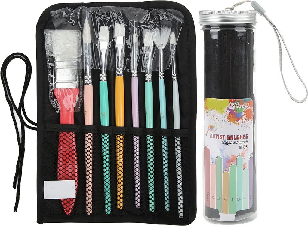 8pcs Nylon Haarpinsel Pinsel Festkörper Holzkünstler Malerei Pinsel für Aquarell Gouache