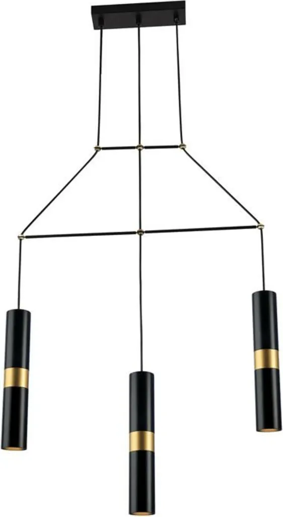Suspension pour îlot de cuisine ou table métal noir 3 spots GU10