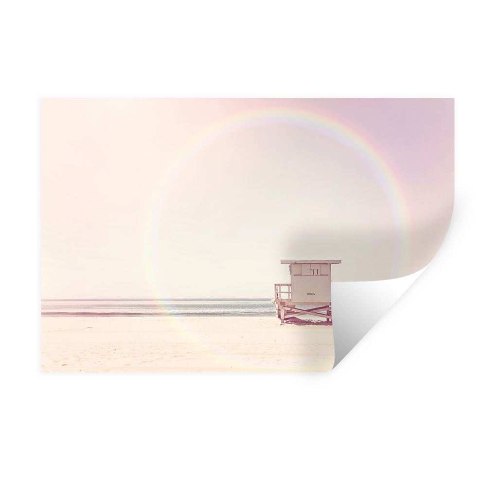 MuchoWow Wandtattoo Wandsticker Wandaufkleber Strand - Hütte - Sonne - Meer - Sommer 30x20 cm Selbstklebend und Repositionierbar - Wierderverwen...