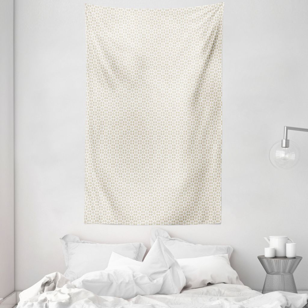 ABAKUHAUS Beige Wandteppich und Tagesdecke, Abstract Floral Sterne aus Weiches Mikrofaser Stoff Waschbar ohne Verblassen Digitaldruck, 140 x 230 cm...