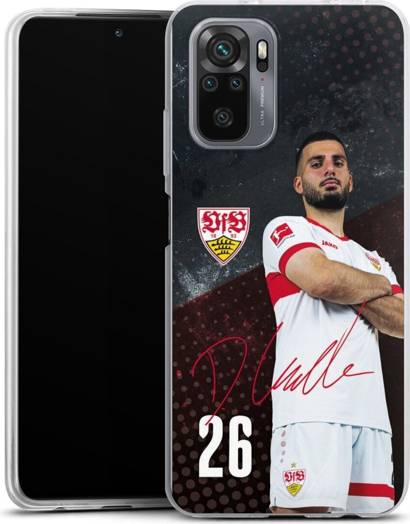 DeinDesign Slim Hülle für Xiaomi Redmi Note 10 4G Silikon Case Ultra Dünn Handyhülle Offizielles Lizenzprodukt VfB Stuttgart Deniz Undav