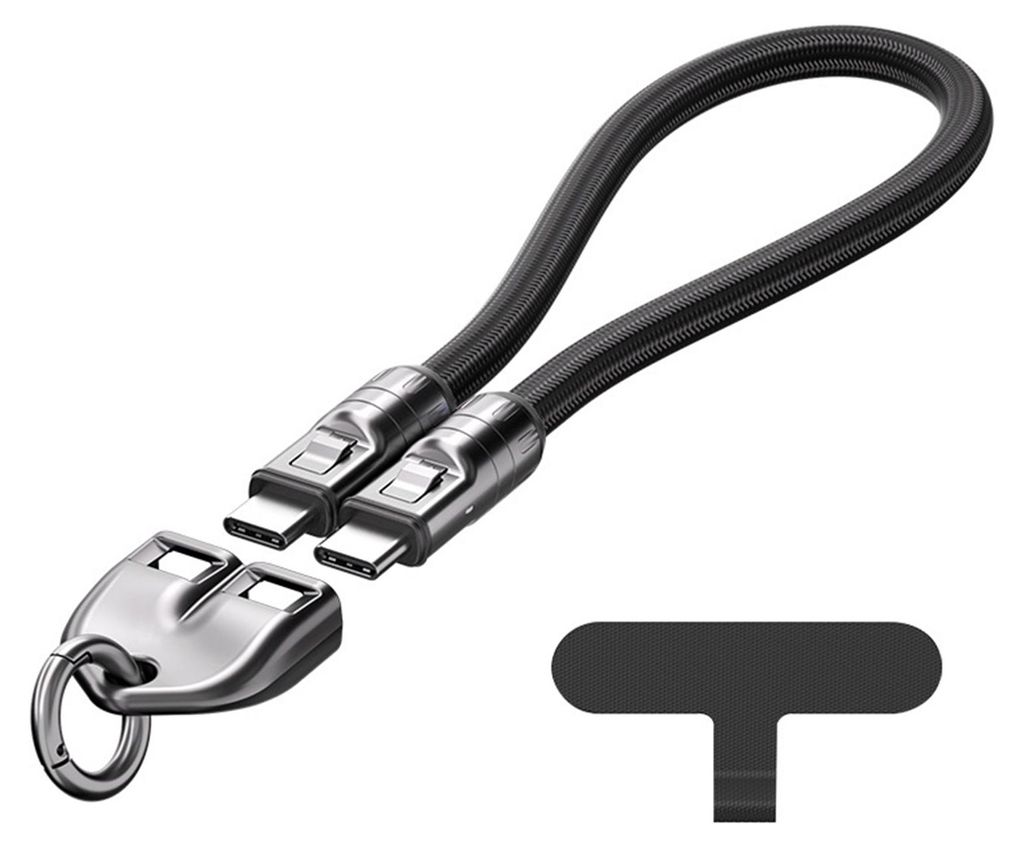 USB-C-zu-USB-C-Ladekabel, 240 W, 2-in-1-Handy-Lanyard, tragbares Armband, 5 A Schnellladekabel für Smartphones, Tablets und Laptops