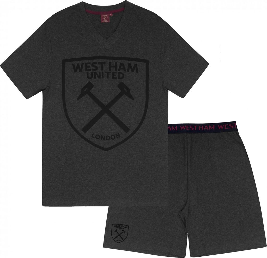 West Ham United FC - Schlafanzug mit Shorts für Herren GF767 (XXL) (Grau)