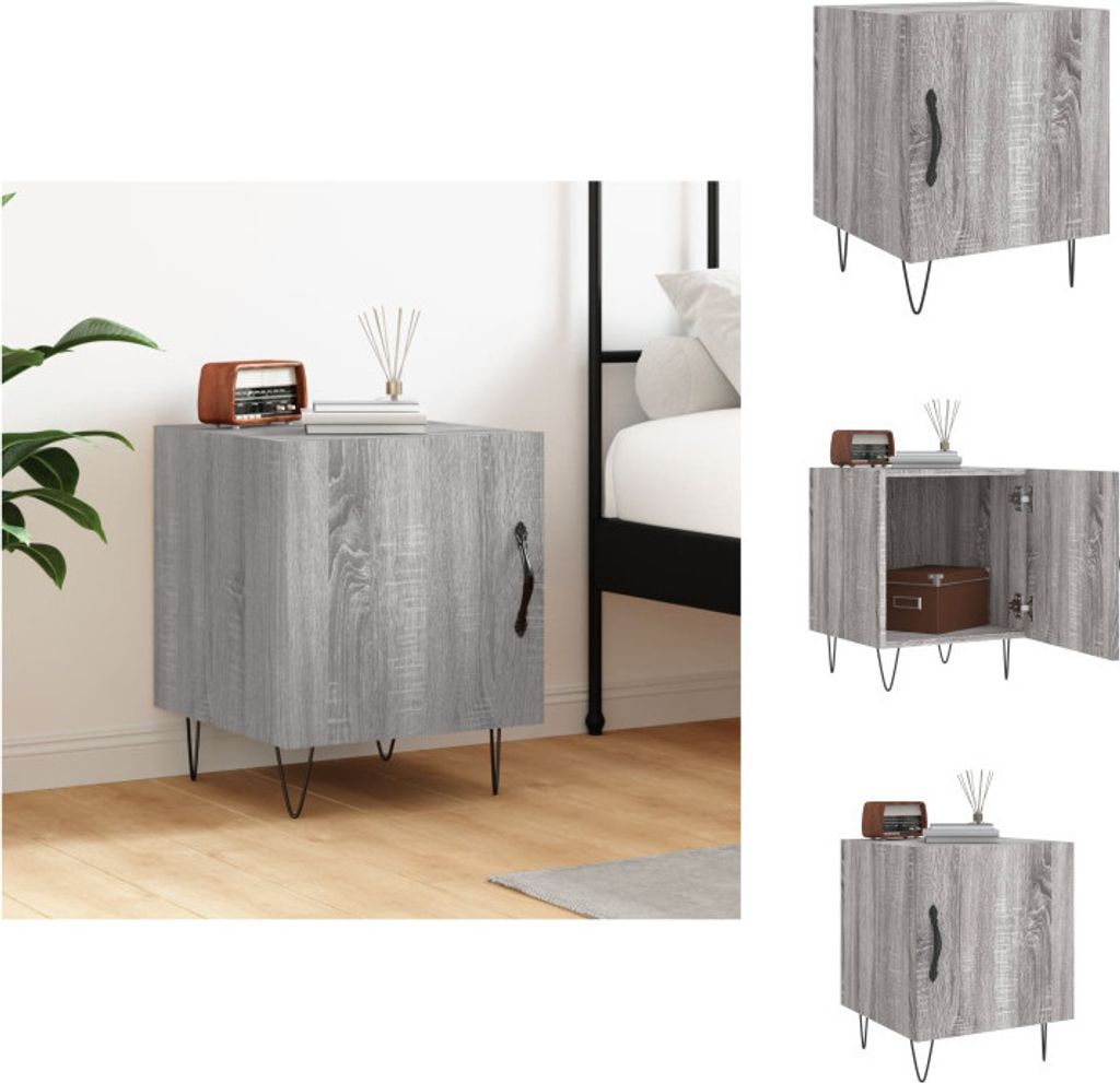 vidaXL Nachttisch Grau Sonoma 40x40x50 cm Holzwerkstoff - Nachttische