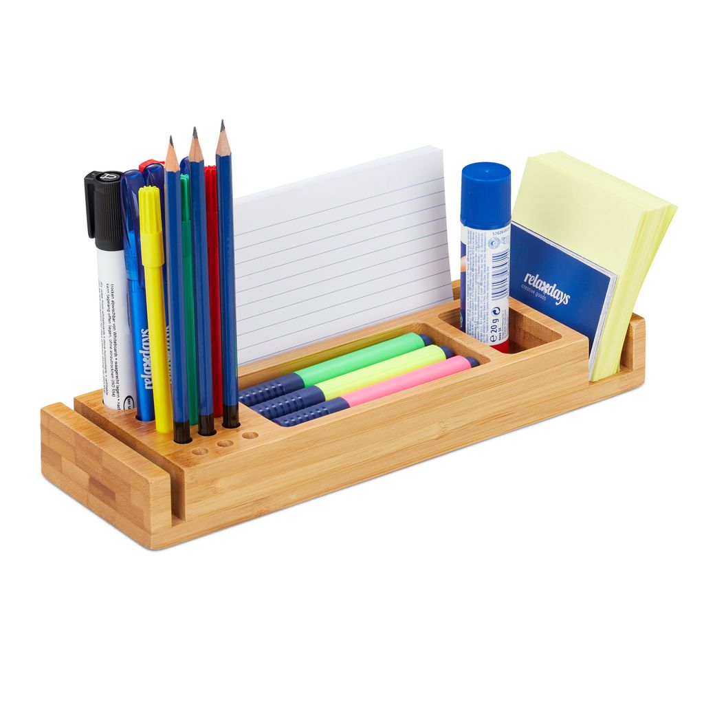relaxdays Schreibtisch Organizer Bambus