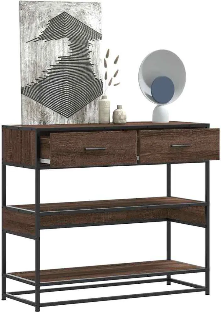 Consolle Ingresso Marrone Rovere 90x35x80 cm | Stabli Möbel Legno