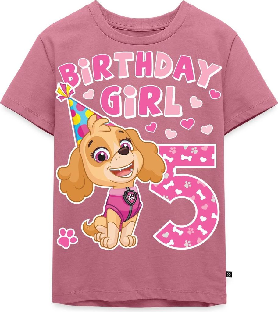 Spreadshirt Paw Patrol Skye 5. Geburtstag Kinder Premium T-Shirt, 134/140 (8 Jahre), Mauve