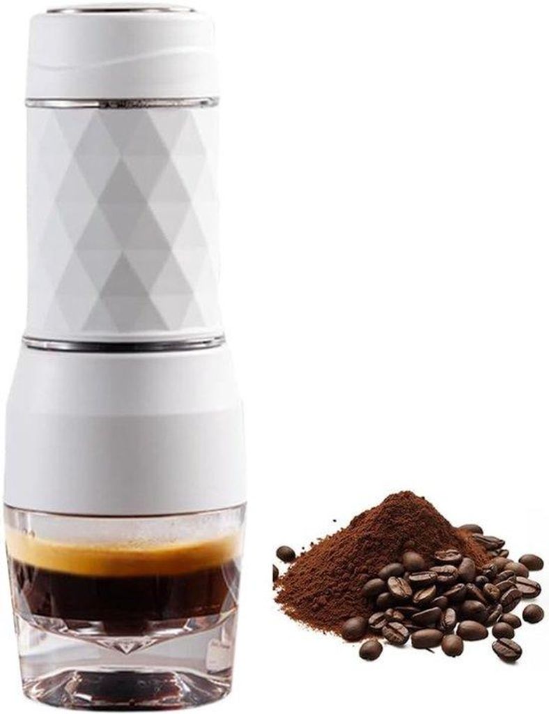 Handbetriebener portable Kaffeezubereiter, geeignet für Kapseln und gemahlenen Kaffee, kleiner tragbarer Kaffeezubereiter für unterwegs, ideal f...