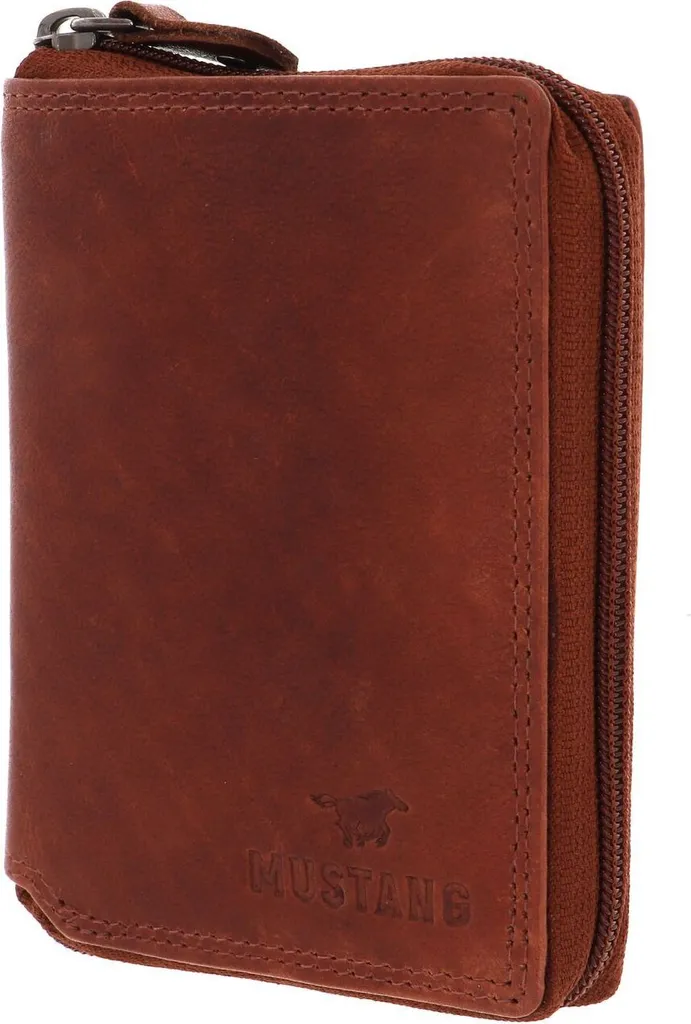Portefeuille Homme Mustang en Cuir Cognac : Porte-monnaie Style Vintage