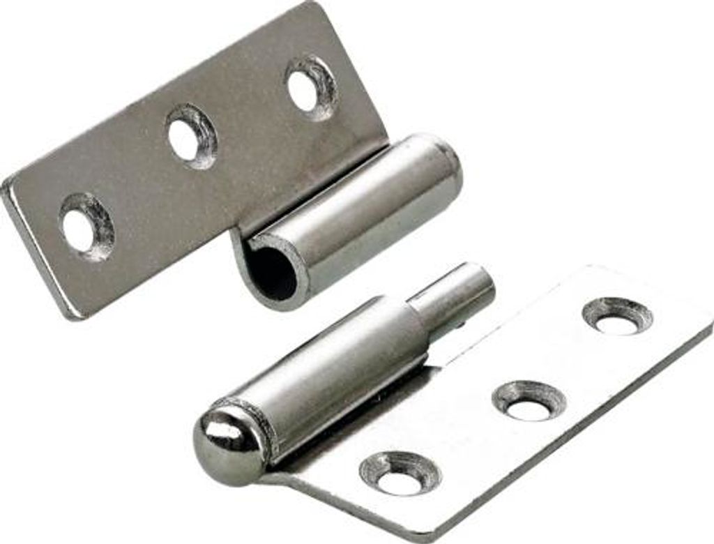 Möbelband links, vernickelt 50x40 mm, 2 Stück für innenliegende Türen und Fenster
