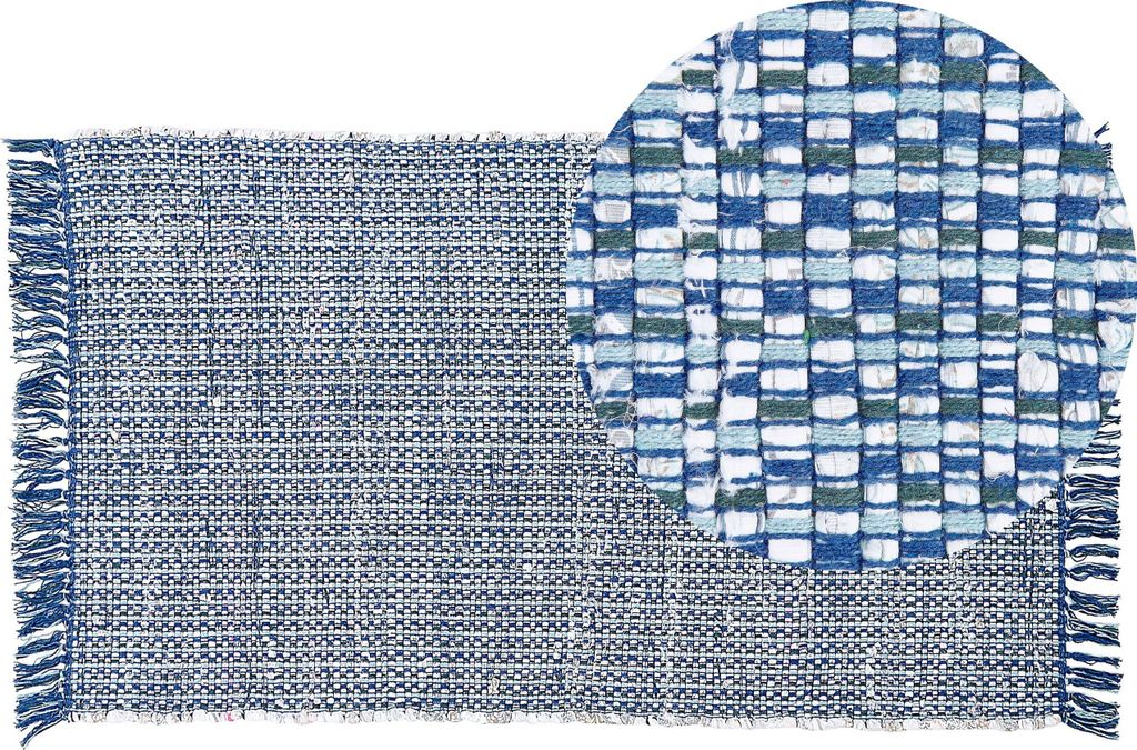 BELIANI Teppich Blau 80 x 150 cm aus Baumwolle Patchwork Rechteckig Handgewebt Abstrakt Modern