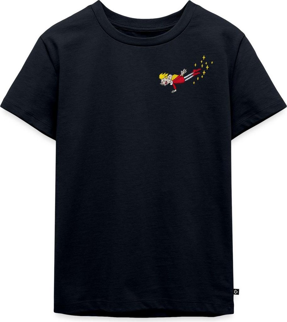 Spreadshirt Weihnachtsmann & Co. KG Stick-Motiv Elfe Kinder Premium T-Shirt, 110/116 (4 Jahre), Navy