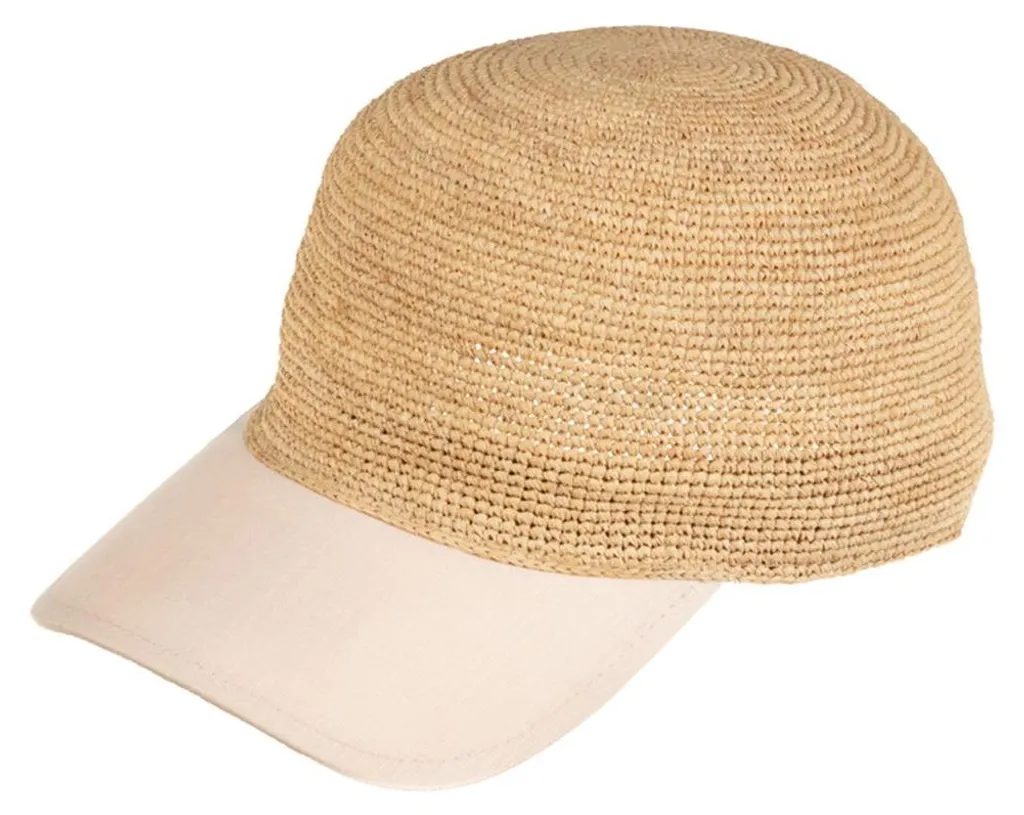 Casquette visière pour femme en paille de raphia crochetée souple Fiebig