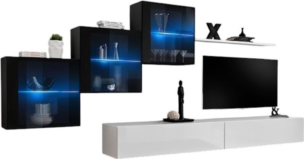 Meublorama AM-SWITCH 20-ZW SW 20*6C/91KG, 1 Regale, 5 Tür(en), Weiß, Mitteldichte Faserplatte (MDF), 6 Schublade(n), 400 mm
