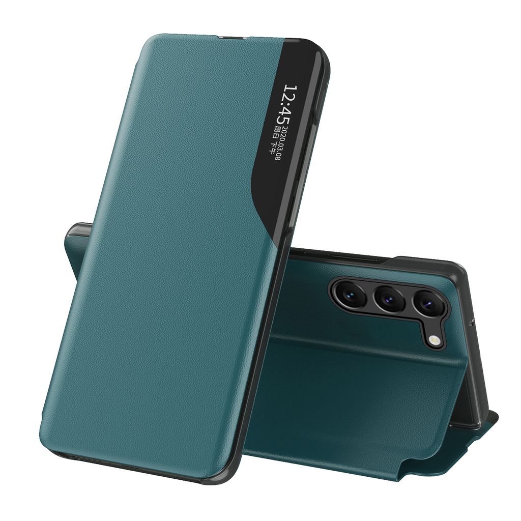 Hülle für Samsung Galaxy S25 FE, Smart View Fenster Flip Stand Cover Kunstleder Schutzhülle für Samsung Galaxy S25 FE Grün