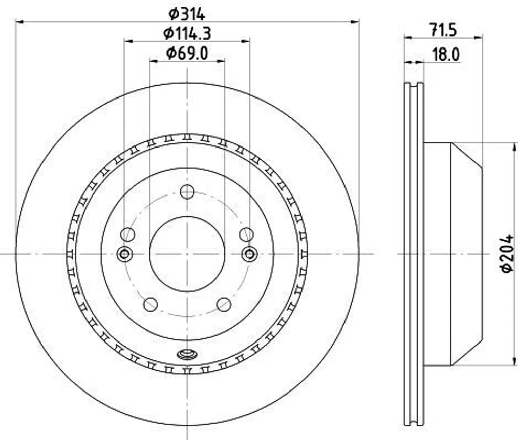 Disque de frein HELLA 8DD 355 131-881 pour Sorento III (UM) OE S58411C5700
