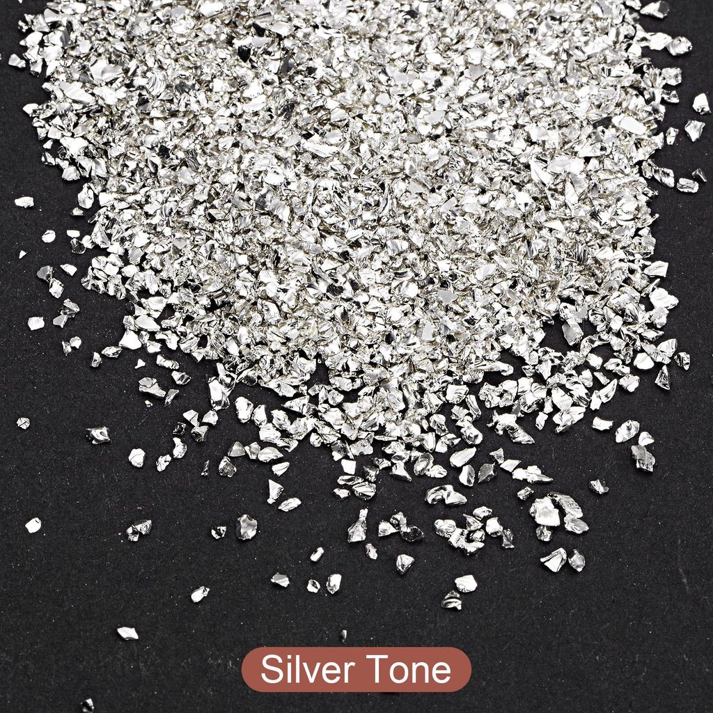 20g Crushed Glass Chips 1-3mm unregelm??ig metallisch Glitzerglas Silberton