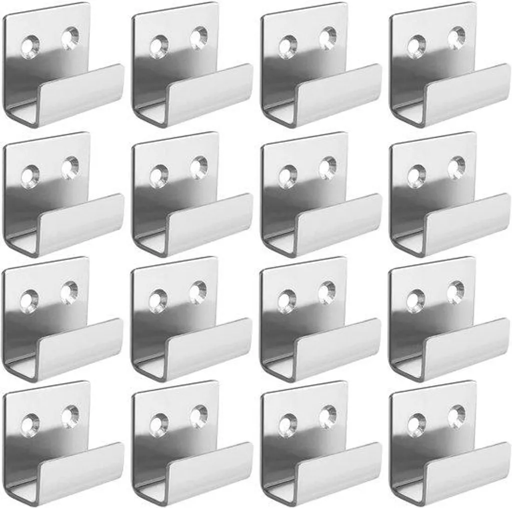 Support mural pour carrelage en acier inox argenté - Lot de 16 pièces