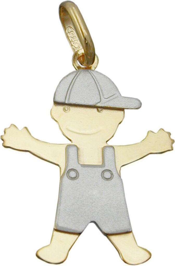 Anhänger Junge aus 925 Silber vergoldet bicolor matt-glänzend Silberanhänger
