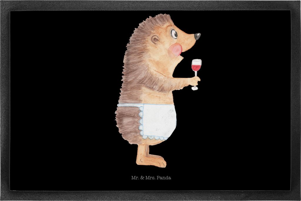 Mr. & Mrs. Panda Schmutzmatte Igel Wein 50 x 75 cm - Schwarz - Geschenk, Schmutzfangmatte, Vorleger, Weinliebhaber, Fussmatte, fußmatte, Lustige S...