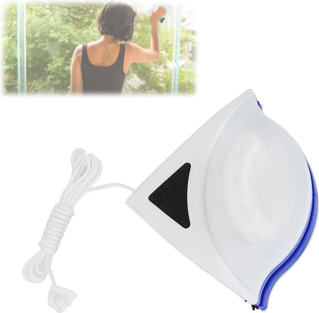 Nettoyeur de vitres magnétique double face avec manche long réglable