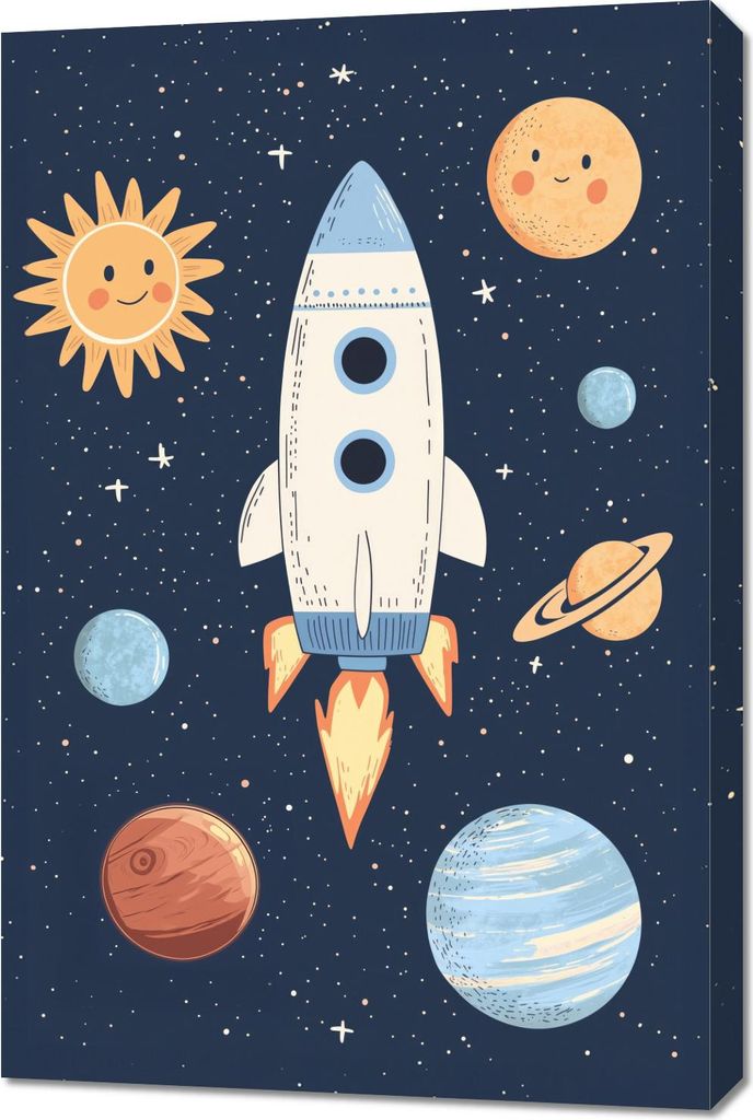 Bild 60x90cm Muster für Kinder, Mädchen und Jungen - Rakete