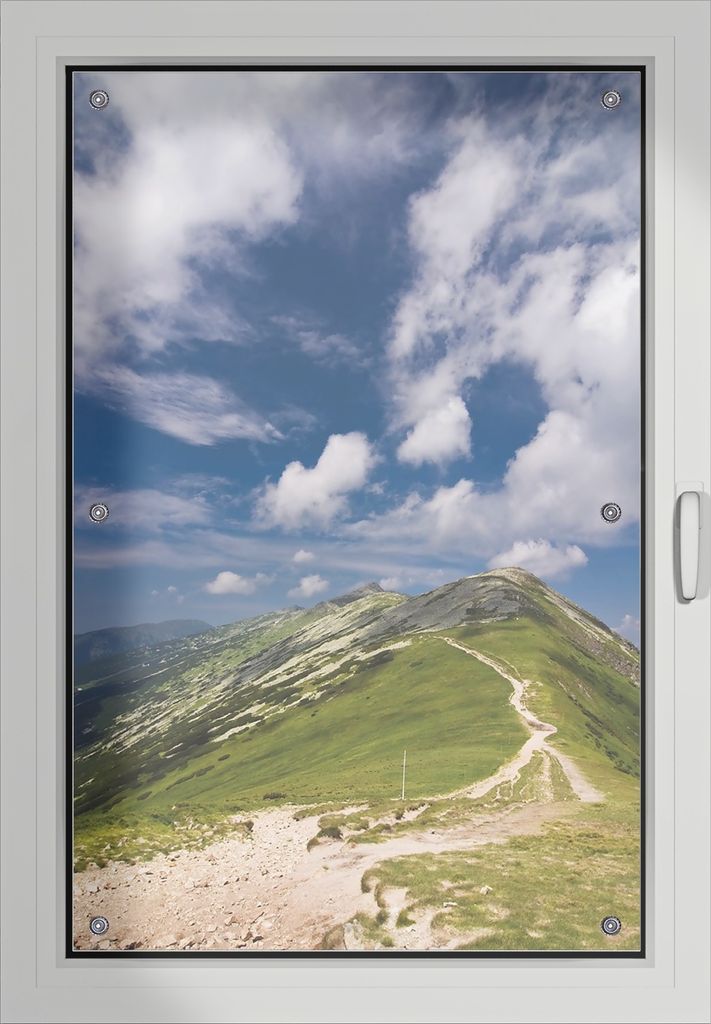 Wallario Lichtschutzbild, Dekorativer Sichtschutz Sonnenschutz 60 x 93 cm mit Motiv: Alpenluft - Verdunklung ohne Bohren