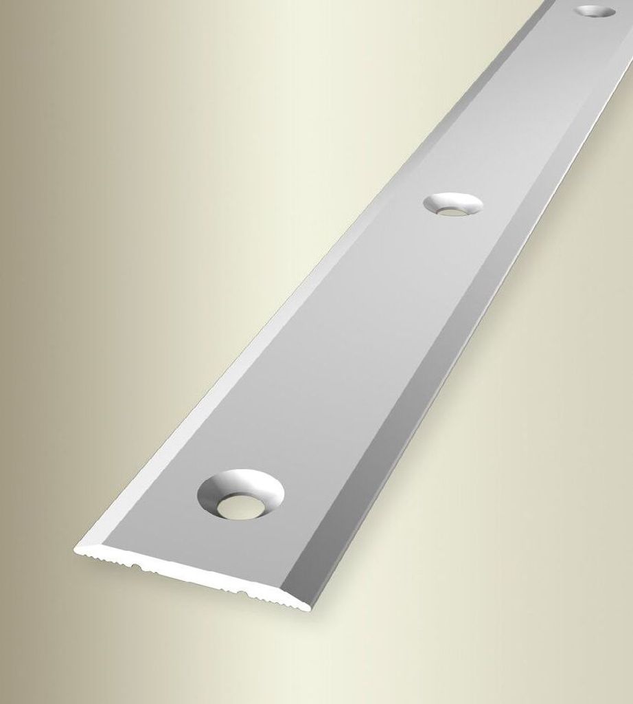 PROVISTON | Übergangsprofil | Breite: 25 mm | Höhe: 0 - 99 mm | Länge: 1000 mm | Aluminium eloxiert | Glatt | Silber | Mittig Versenkt Gebohrt
