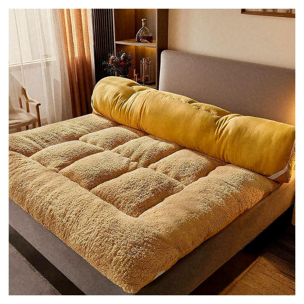 Tragbare japanische Futon-Matratze, 8 cm dick, platzsparende Gästebett-Lösung (Kamel, 150 x 200 cm) – bequeme Bettwäsche für Zuhause und klei...