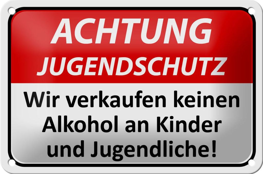 Blechschild Hinweis 18x12cm Achtung Jugendschutz