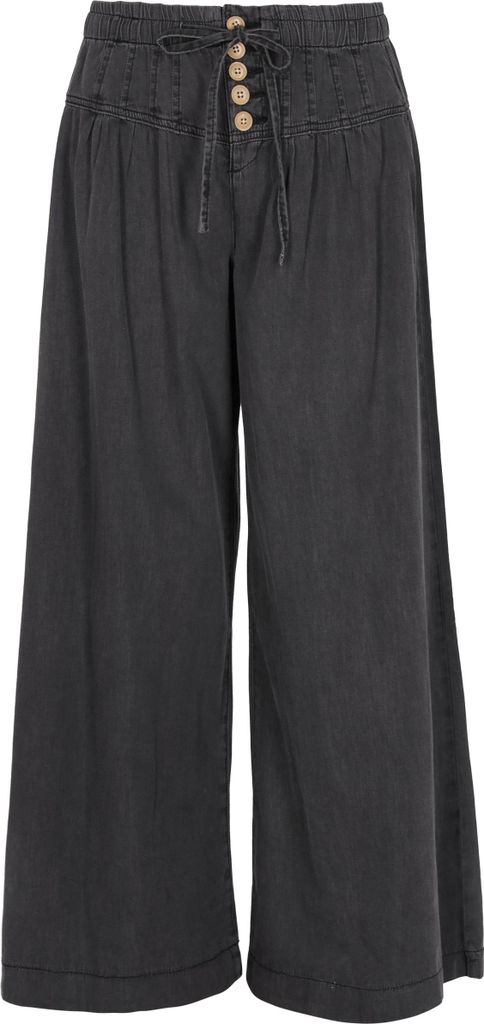 Weiche leichte Damen Jeans weiter Schnitt hoher Bund Boho-Look grau Gr. 40