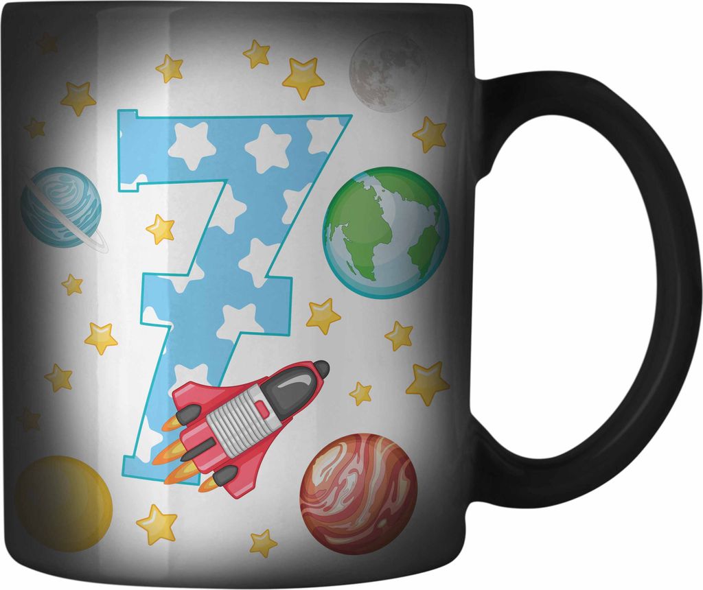 Trendation - 7. Geburtstag Farbwechsel Zauber-Tasse Geschenk Becher Siebter Bday Geschenkidee 7 Jahre Alt Junge Mädchen KakaoFarbwechsel Zauber-Ta...