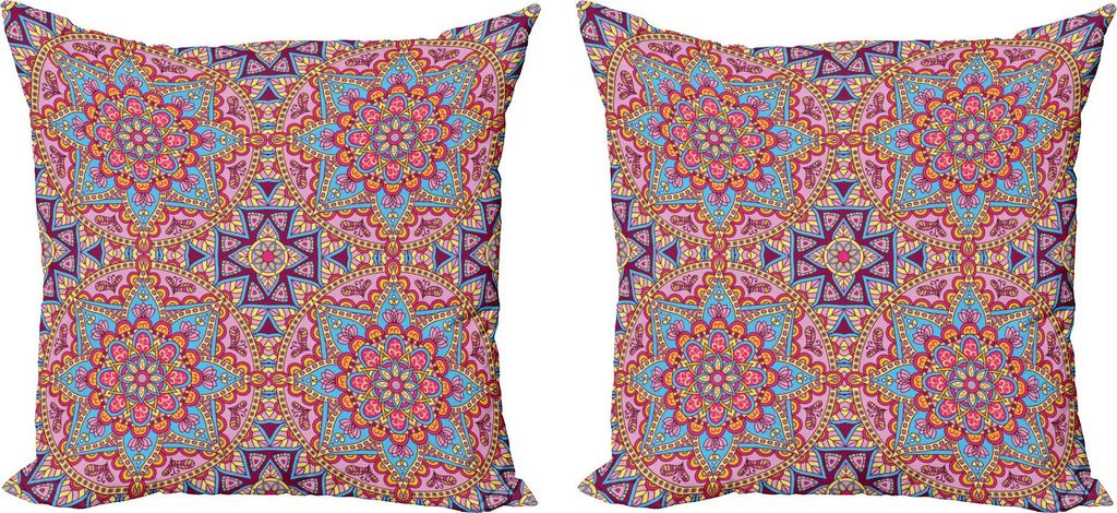 ABAKUHAUS lila Mandala Kissenbezug Set (2Stück), Arabesque Hippie-Stil Authentic Eastern in marokkanischen Vivid Töne Artsy Motiv, 50 x 50 cm, Me...