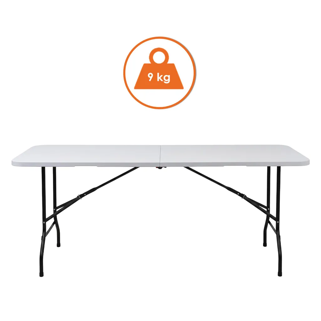 Table de camping pliante résistante aux UV et intempéries - Acier blanc