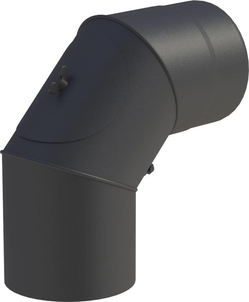 Ø 150 mm Ofenrohr Bogen drehbar 0-90° - mit Tür - schwarz