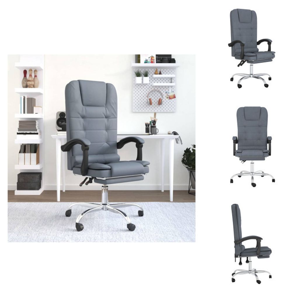 vidaXL Bürostuhl mit Massagefunktion Dunkelgrau Samt - Bürostühle