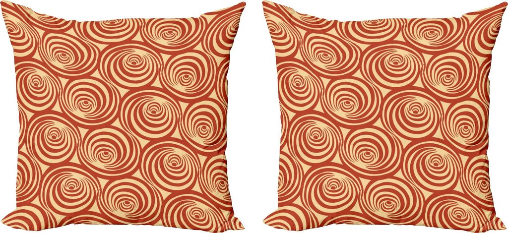 ABAKUHAUS Retro Kissenbezug Set (2Stück), Kreis-gewundene Motive altmodische abstrakte Design-künstlerische Verzierung, 40 x 40 cm, Rust und Blas...
