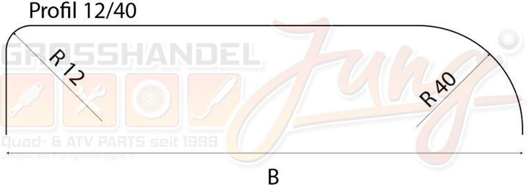 Einachs-Kotflügel rund, Stahl, B 220 mm, SW 800 mm