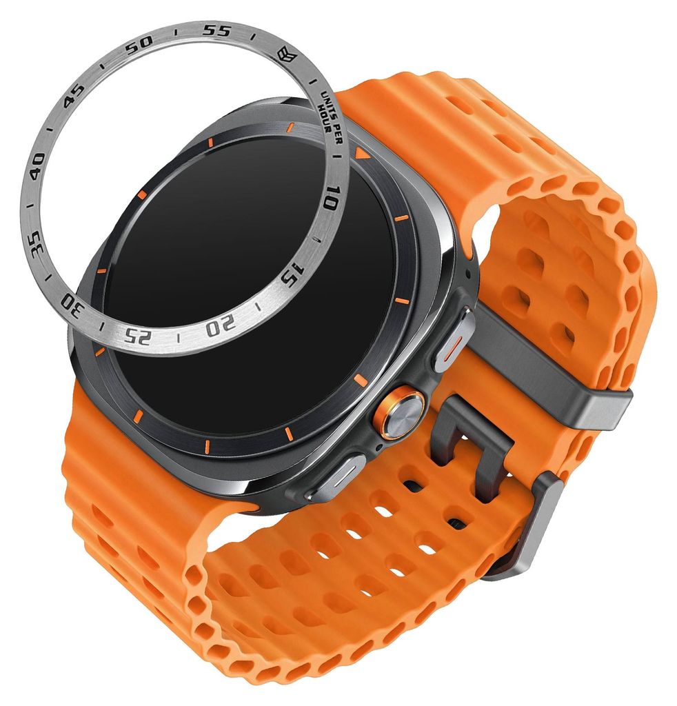 kwmobile Schutzring kompatibel mit Samsung Galaxy Watch Ultra 47mm Fitnesstracker - Bezel Ring Lünette in Silber Schwarz
