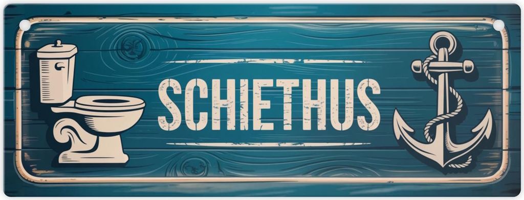 SCHIETHUS Metallschild L in 10,5x28cm XL mit Nautisches Badezimmer
