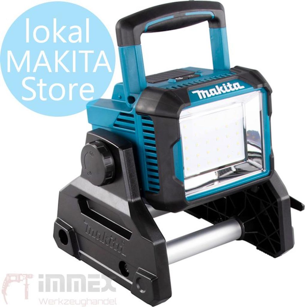 A Makita battery-powered work light is shown against a white background.