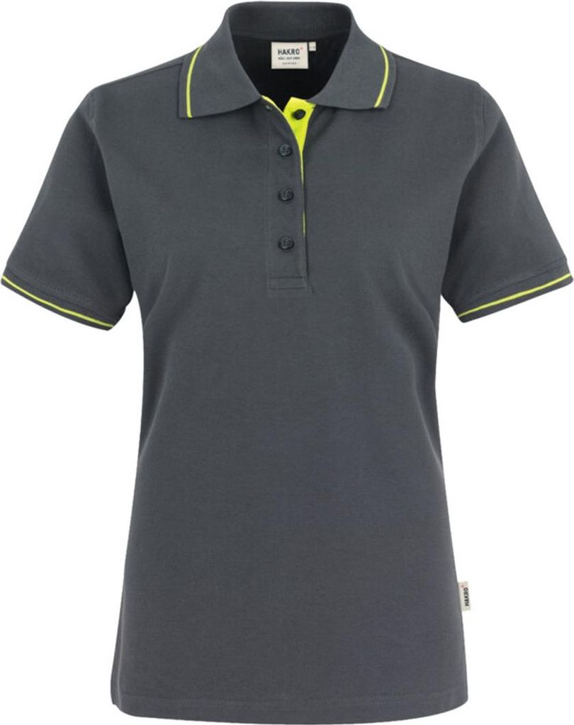 HAKRO Poloshirt Casual Damen #203 Gr. M anthrazit/kiwi Produktbild 