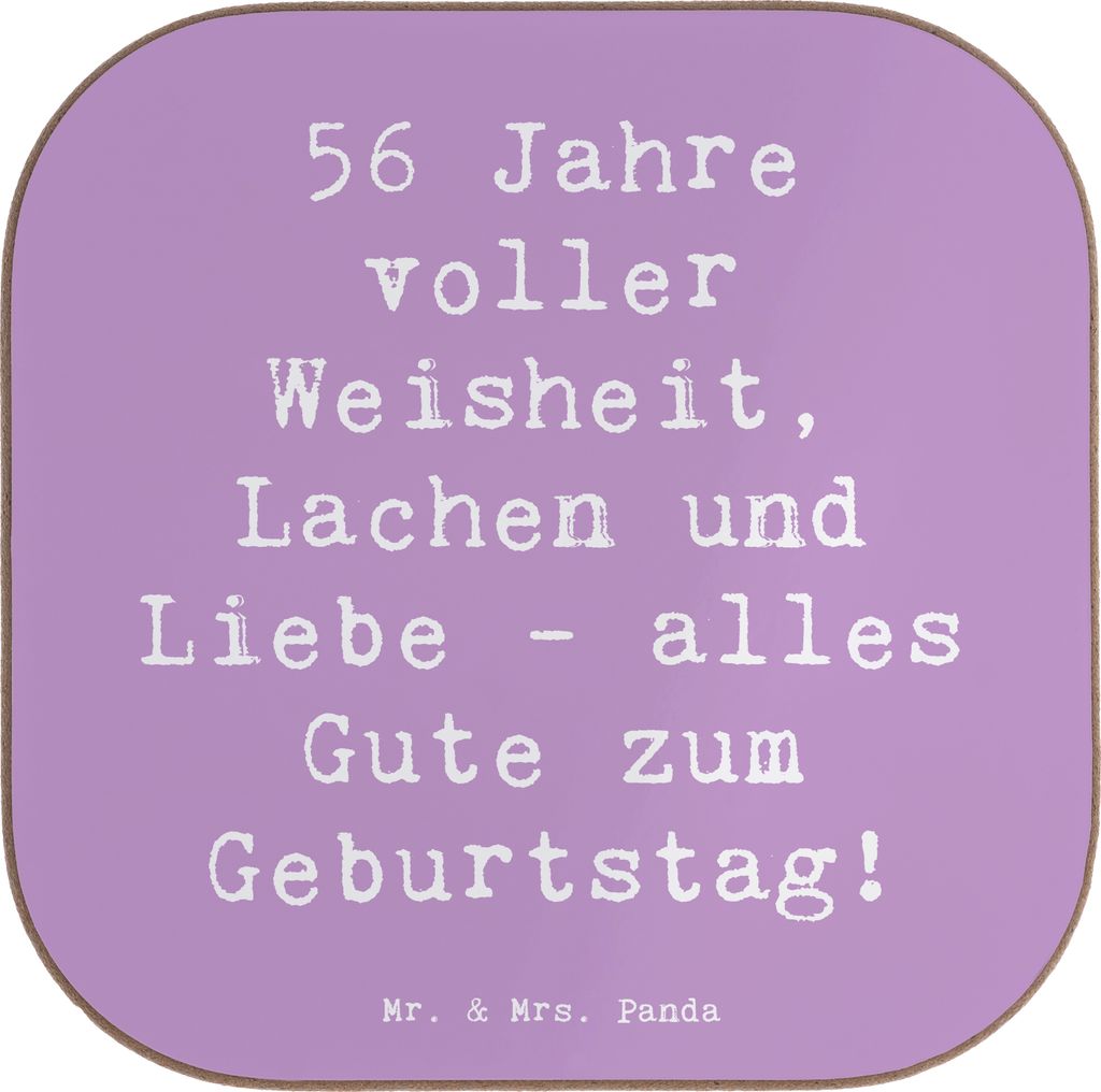 Mr. & Mrs. Panda Untersetzer Tasse Spruch 56. Geburtstag - Lavendeltraum - Geschenk, Jubiläum, Meilenstein, Happy Birthday, Geburtstagsgeschenk, b...