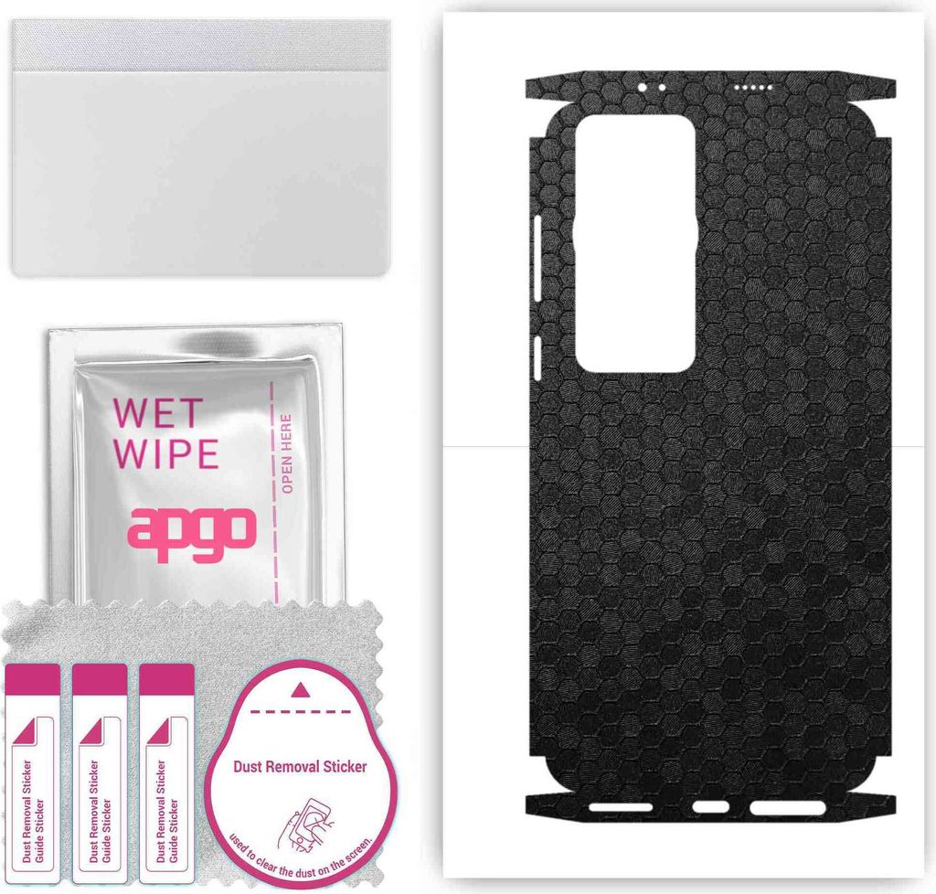 apgo Rückseite + Seiten Schutzfolie, Skin, kompatibel mit Huawei P60, Hinten Displayschutzfolie aus Vinylfolie, kratzfest, einfache Montage - Schw...