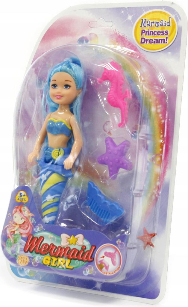 Meerjungfrau Puppe Mini - Kleine Spielzeugpuppe mit beweglichem Schwanz & Zubehör 18 cm
