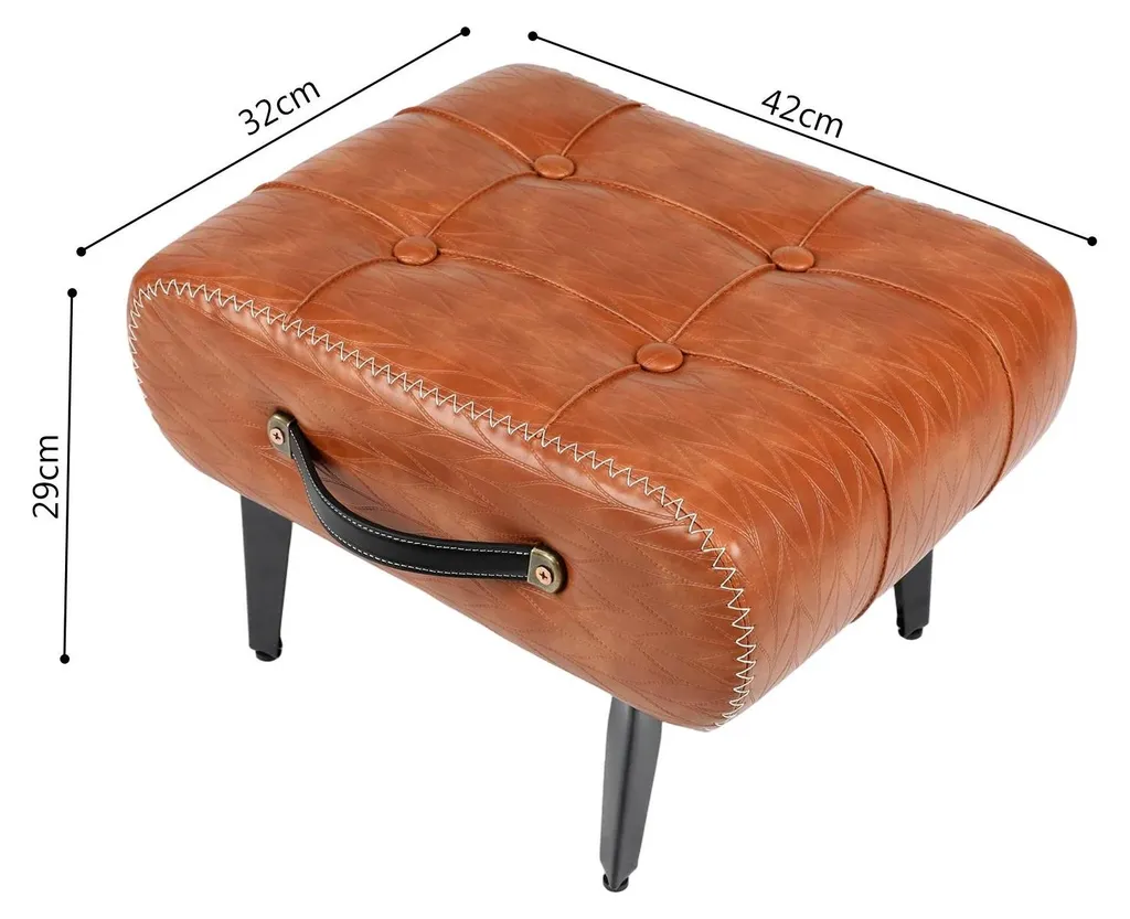 Pouf fixe stable et robuste marron olive en simili cuir entretien facile