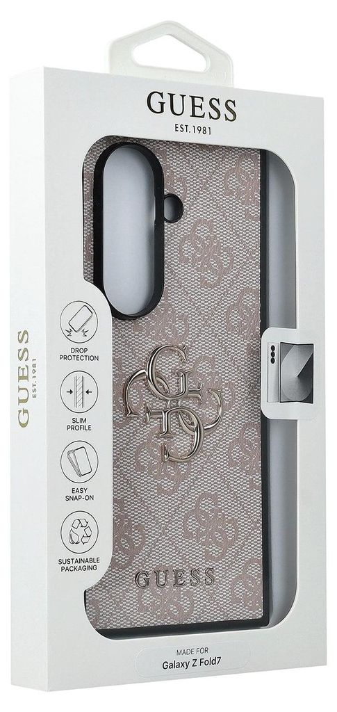 The image shows the packaging of a GUESS phone case for a SAMSUNG Z Fold7.